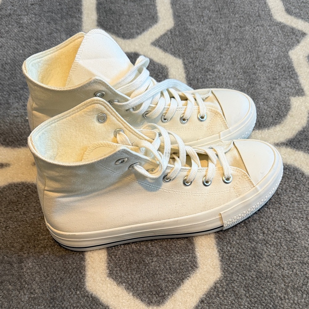Classic High-Top Canvas Sneakers in Off-White